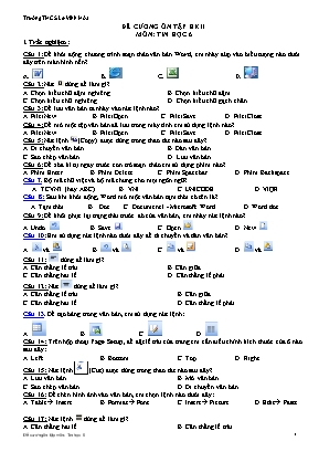 Đề cương ôn tập học kỳ II môn Tin học Lớp 6 - Trường THCS Lê Vĩnh Hòa